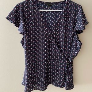 Banana Republic L Navy Wrap Blouse